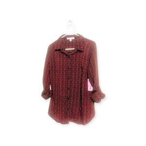 Womens Black And Red Triuhuology Brand Work Casual Dress Blouse